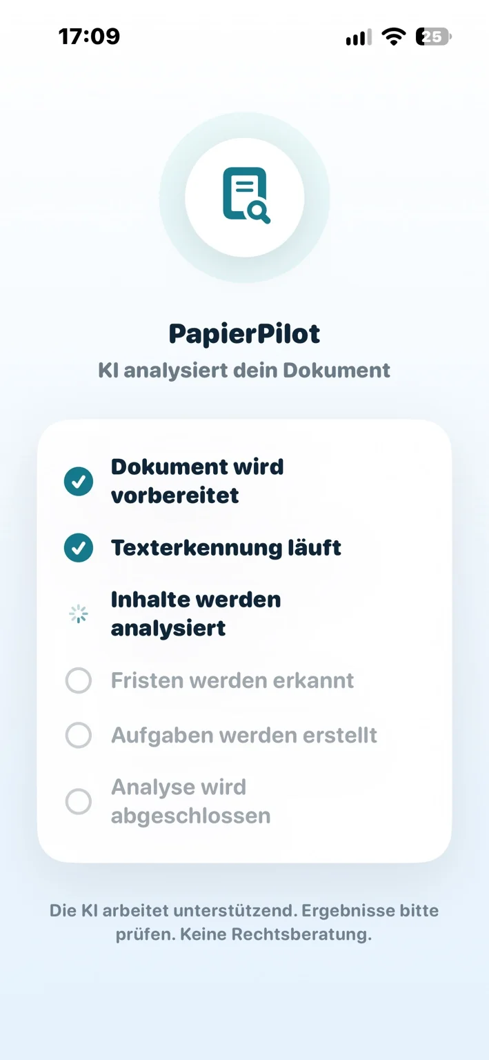 PapierPilot erkennt Text und analysiert ein Dokument